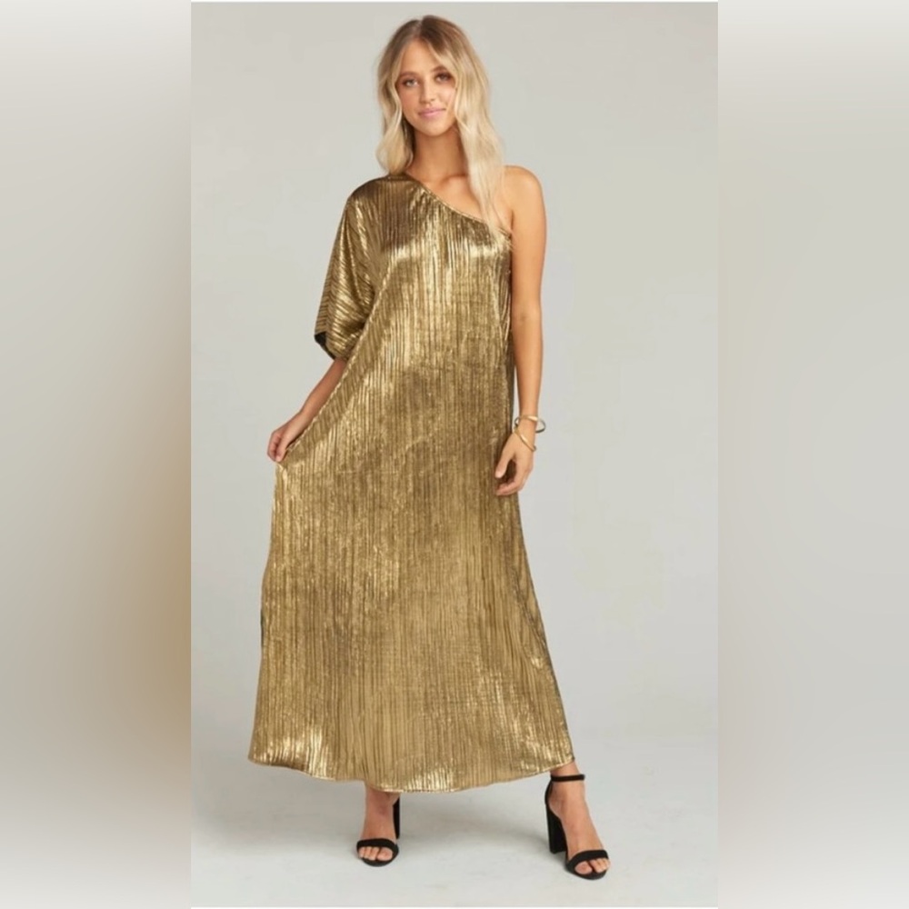 Show Me Your MuMu Gold One-Shoulder Maxi Dress